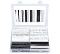 Wirefy 130 PZ Kit Guaine Termorestringenti - Tubi Isolanti Doppio Strato 3:1 - Interno Adesivo - Nero, Bianco