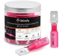 Wirefy 150 PZ Connettori Forcella Maschio - Kit Capicorda Termoretraibili - Terminali Elettrici - Rosso 0,34-1,5 mm²
