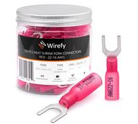 Wirefy 150 PZ Connettori Forchetta 5 mm - Kit Terminali Termoretraibili - Capicorda Elettrici Crimpare - Rosso 0,34-1,5 mm²