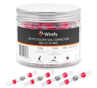 Wirefy 150 PZ Connettori Testa-Testa Saldanti - Kit Capicorda Termoretraibili - Terminali Isolanti Saldare - Rosso 0,34-0,75 mm²