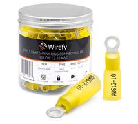 Wirefy 90 PZ Connettori Occhiello M4 - Kit Terminali Anello Termoretraibili - Capicorda Elettrici Crimpare - Giallo 4-6 mm²