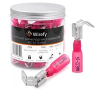 Wirefy Connettori Forcella Piggyback - Kit Terminali Termoretraibili 3 Vie - Capicorda Elettrici Rapidi - Rosso 0,34-1,5 mm²