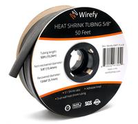 Wirefy Guaina Termorestringente 15,4 mm - Tubo Isolante 3:1 - Interno Adesivo - Nero - Rotolo 15 m