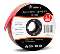 Wirefy Guaina Termorestringente 15,4 mm - Tubo Isolante 3:1 - Interno Adesivo - Rosso - Rotolo 15 m