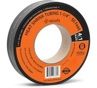 Wirefy Guaina Termorestringente 30 mm - Diametro Largo - Tubo Isolante 4:1 - Interno Adesivo - Nero - Rotolo 15 m
