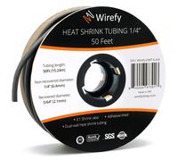 Wirefy Guaina Termorestringente 6,4 mm - Tubo Isolante 3:1 - Interno Adesivo - Nero - Rotolo 15 m