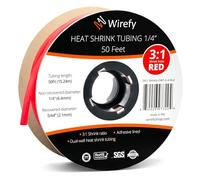 Wirefy Guaina Termorestringente 6,4 mm - Tubo Isolante 3:1 - Interno Adesivo - Rosso - Rotolo 15 m