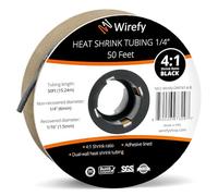 Wirefy Guaina Termorestringente 6,4 mm - Tubo Isolante 4:1 - Interno Adesivo - Nero - Rotolo 15 m