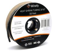 Wirefy Guaina termorestringente da 3/16", rapporto 3:1, con rivestimento adesivo, termorestringente di grado marino, colore nero, rotolo da 15,2 m