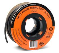 Wirefy Guaina termorestringente da 3/32", rapporto 3:1, con rivestimento adesivo, termorestringente di grado marino, colore nero, rotolo da 15,2 m