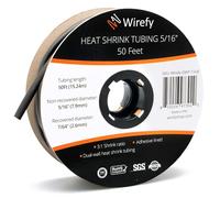 Wirefy Guaina termorestringente da 5/16", rapporto 3:1, rivestimento adesivo, termorestringente di grado marino, nero, rotolo da 15 m