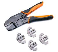 Wirefy - Set di strumenti di crimpatura, 5 pezzi, crimpatrice a cricchetto, per connettori termorestringenti, in nylon, non isolati, terminali a boccola