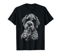 Wirehaired Che Indica Grifone Bere caffè Freddo Cane Divertente Maglietta con Stampa Grafica Economica, Uomo, Nero, XL