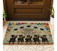 Wirehaired - Zerbino nero con scritta "Congrats Cagnolino Congrats Grad Front" per esterni e interni, 63 x 43 cm, lavabile per feste di cuccioli, piccolo grado, patio, garage, scarpe fuori porta