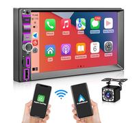 [Wireless] Autoradio with Wireless A-pple CarPlay and Android Auto,7 Inch LCD Touchscreen RDS FM/AM Vehicle Radio with Type-C Phone Charge,Bluetooth,Mirror-Link,Waterproof Backup Camera,Audio Receiver