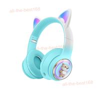 Wireless Bluetooth 5.3 Headset Cute Dog Ear RGB LED Headphone &Mic For Any Phone