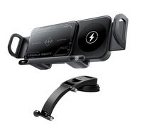 Wireless Car Charger, 15W Double Coil Foldable Phone Mount for Air Vent, Dashboard, ABS Material Center Console, Fast Wireless Charging Auto Mobile Phone Stand, 15.5x8x7cm