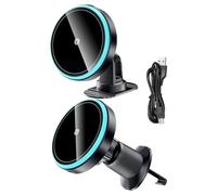 Wireless Car Charger, Auto Mobile Phone Stand, 15W Magnetic Fast Charging Device with Secure Grip Mount, Universals Cellphone Holder for Sedan, Vehicle, Truck Dashboard, Windshield