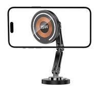 Wireless Car Charger, Magnetic Auto Phone Mount, Foldable Fast Charging Cradle, Adjustable Dashboard Phone Holder, Hands- Mobile Charging Dock for Travel, Driving, Road Trips, Vehicle Use