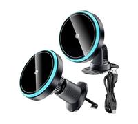 Wireless Car Charger with Auto Mobile Phone Stand, 15W Magnetic Fast Charging Mount for Smartphones, Compatible Center Console, RV Dashboard, and Vehicle Interior Use