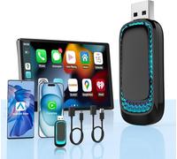 wireless CarPlay Adattatore per iPhone, 2024 Upgrade 2 in 1 adattatore wireless CarPlay e Android Auto, connessione automatica, adattatore wireless Car Play per auto CarPlay cablato di fabbrica