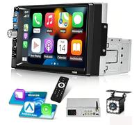 Wireless CarPlay Android Auto 1 DIN Autoradio Singolo DIN 7" Touch Screen | Bluetooth Vivavoce FM | Telecamera Retromarcia HD Impermeabile Controllo Volante