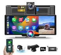 Wireless Carplay Android Auto Display con 2,5K Dashcam Auto 10,26 Pollici Touchscreen Carplay Display Portatile Driveplay con 1080P Telecamera Posteriore con Bluetooth Mirror Link 64G TF Card