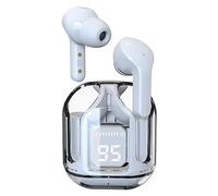 Wireless Earbuds, Stylish Transparent Charging Case, Playback LED Power Display, Noise Cancelling HiFi Stereo Touch Control Bluetooth Earphones for TV Smart Phone Laptop Computer (White)