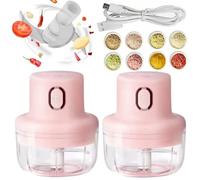 Wireless Food Chopper, Pink Electric Choppers & Mincers, Rechargeable Mini Portable Veggie Mincer with USB Charging, Cordless Food Processor for Small Vegetable Onion Tomato Garlic(SMALL*2)