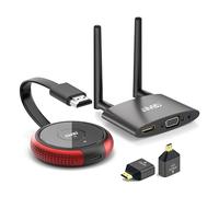 Wireless HDMI Transmitter and Receiver, HDMI Senza Fili, 164 Piedi/50MTrasmettitore e Ricevitore HDMI Wireless 4K Adattamento a Doppio Schermo, Rosso