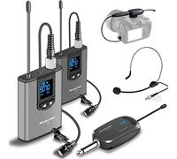 Wireless Headset Lavalier Microphone System -Alvoxcon Dual Wireless Lapel Mic for iPhone, DSLR Camera, PA Speaker, YouTube...