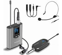 Wireless Headset Lavalier Microphone System -Alvoxcon Wireless Lapel Mic Best for iPhone, DSLR Camera, PA Speaker, YouTube.