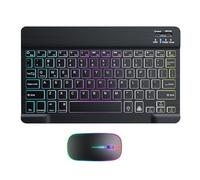 Wireless Keyboard - 7 Colors Backlit Set | Portable Keyboard And Mouse Combo With 2 Modes For Laptop Tablet Phone, Slim Silent 2.4G Bluetootĥ Rechargeable Keyboards, Office &