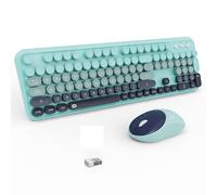 Wireless Keyboard and Mouse Combo, 2,4 GHz Wireless Full-Sized Typewriter con tasti rotondi, mouse e tastiera per Windows, Computer, Desktop, PC, laptop (GradientBlue)