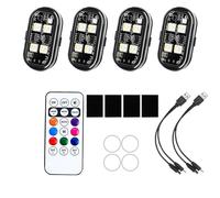 Wireless Led Lights With Remote Control, 8 Colors, 10 Flash Modes, 3 Brightness Levels, Usb Charging, Anti-Collision Lights Waterproof Emergency Warning Light For Drone Car Motorcycle Bike (4pcs)