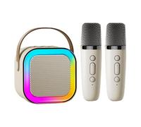 Wireless Microfono Karaoke, portatile Karaoke Set, Lightweight Karaoke for Kids, Travel Karaoke Machine, 5 W Karaoke Speaker, 8,6 x 8,6 x 6 cm, bianco, rosa per casa, outdoors, ABS Material