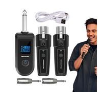 Wireless Microphone, 10 Channels Wireless Mic Adapter, Rechargeable Transmitter and Receiver for Audio Mixer, Electric Guitar, Bass, Sound Systems, Lightweight, Sturdy Design