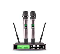 Wireless Microphone with Treble Bass Echo Effect Full Metal Karaoke Dual Handheld Mic 200 Adjustable Frequency