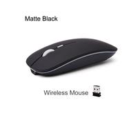 (Wireless, Nero opaco), Mouse ottico wireless ricaricabile con pulsante sottile, ultra sottile, ottico