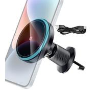 Wireless Phone Charger, Magnetic Mount, 15W Fast Charging, Auto Mobile Stand, Cellphone Holder, for Car, Truck, Sedan Vehicle Dashboard or Vent, Hands-Touchless Driving