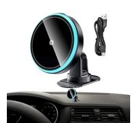 Wireless Phone Charger, Magnetic Mount, 15W Fast Charging, Auto Mobile Stand, Cellphone Holder, for Car, Truck, Sedan Vehicle Dashboard o Vent, Hands-Touchless Driving