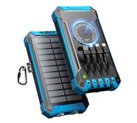Wireless Power Bank Solare 26800mAh con 4 Cavi, USB-C 15W Ricarica Rapida