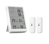 Wireless RF433 - Set sensore di temperatura e umidità con display a LED e telecomando, compatibile con app Smart Home, supporta 10 dispositivi secondari, portata 100 m