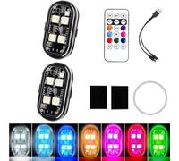 Wireless RGB LED Lights with Remote Control, 8 Colors 10 Flash Modes USB Charging, Anti-Collision Lights Waterproof Emergency Warning Light for Drone Car Motorcycle Bike (2pcs)