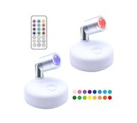 Wireless Spotlight Battery Operated Accent Lights with Remote, Led Rgb+w Puck Lights Portable Little Spot Light Angle Adjustable with Dimmer & Timer F