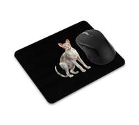 WIRESTER - Tappetino per mouse rettangolare, antiscivolo, motivo: gatto orientale ad acquerello seduto, per casa, ufficio e scrivania da gioco