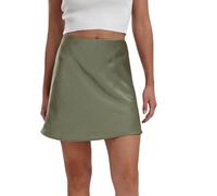 WIRPORR Gonna Donna Estiva,Raso di Seta Nero Minigonne Elastiche A Vita Alta da Donna, Estate Gonna Corta Svasata Flowy A Vita Alta A Tubino Sottile A Trapezio Sexy Verde Militare S