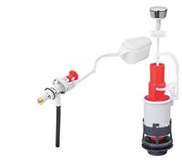 Wirquin 10724138 Caccia d'acqua wc completa meccanismo wc semplice caccia MP & rubinetto galleggiante con alimentazione laterale F80, grigio e rosso