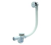 Wirquin 30718683 - Set completo di scarico per vasca da bagno, L700 mm, con sifone Ø40, coperchio e coperchio troppo pieno, bianco e cromato