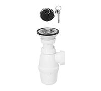 Wirquin 30718876 - Set completo di scarico per lavabo con piletta a tappo, senza troppo pieno, bianco e cromato